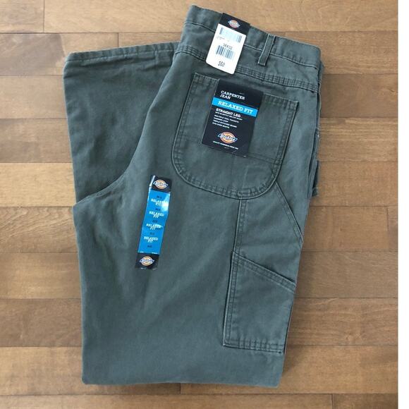 NWT Dickies Carpenter jean relaxed fit straight fit green size 38 x 32 - Picture 5 of 12